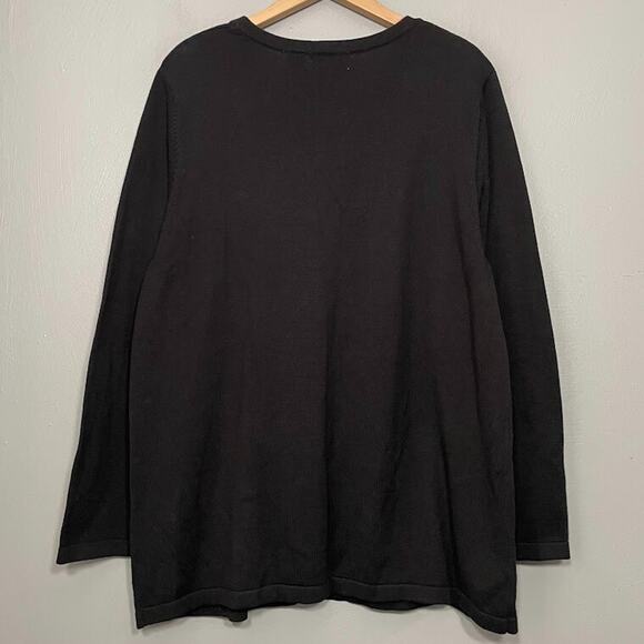 Liz & Me Size 0X Black Embroidered Sequin Red Bird Snowflake Christmas Cardigan - Picture 5 of 10